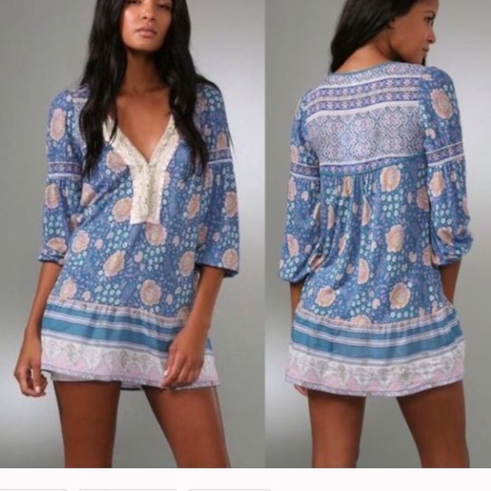 Free People - Poland Floral Tunic Lace Trim V-neck